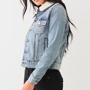 True Religion Sherpa Collar Trucker Denim Jacket Sz.L